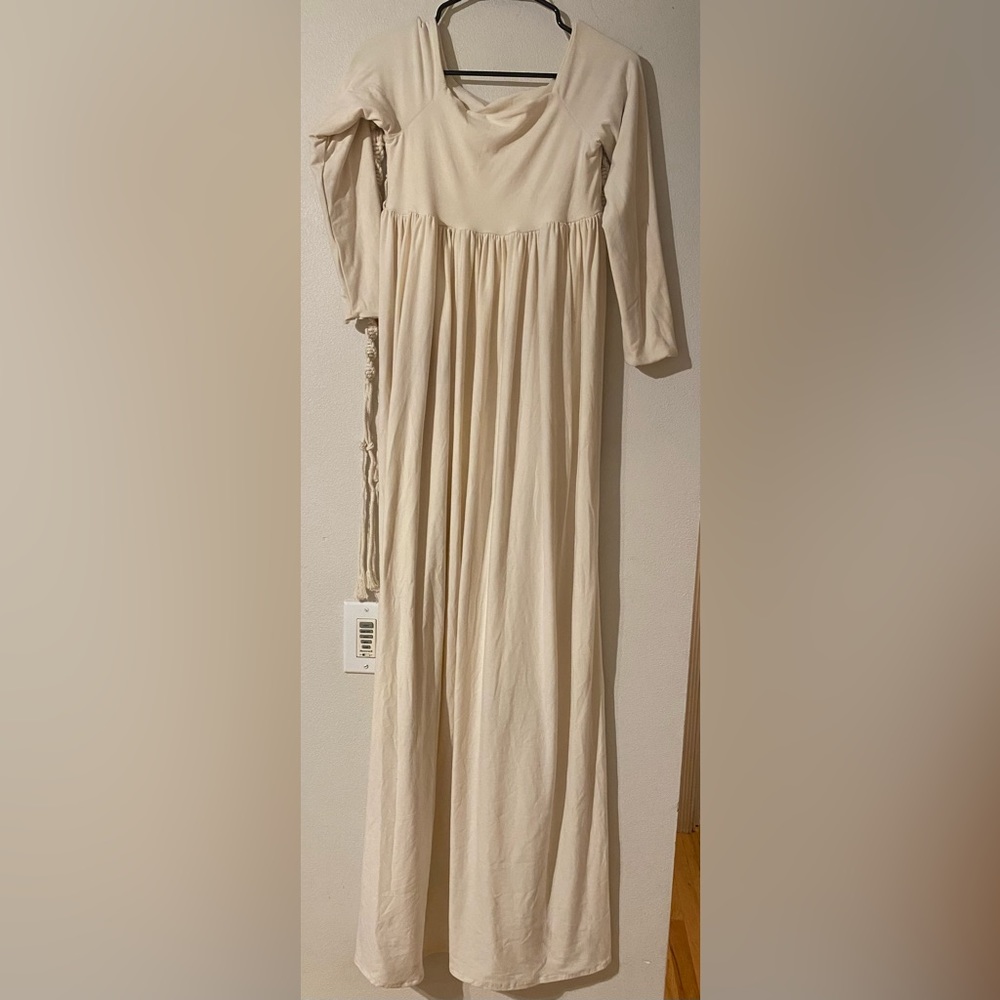 Off White Maternity off the shoulder dress.